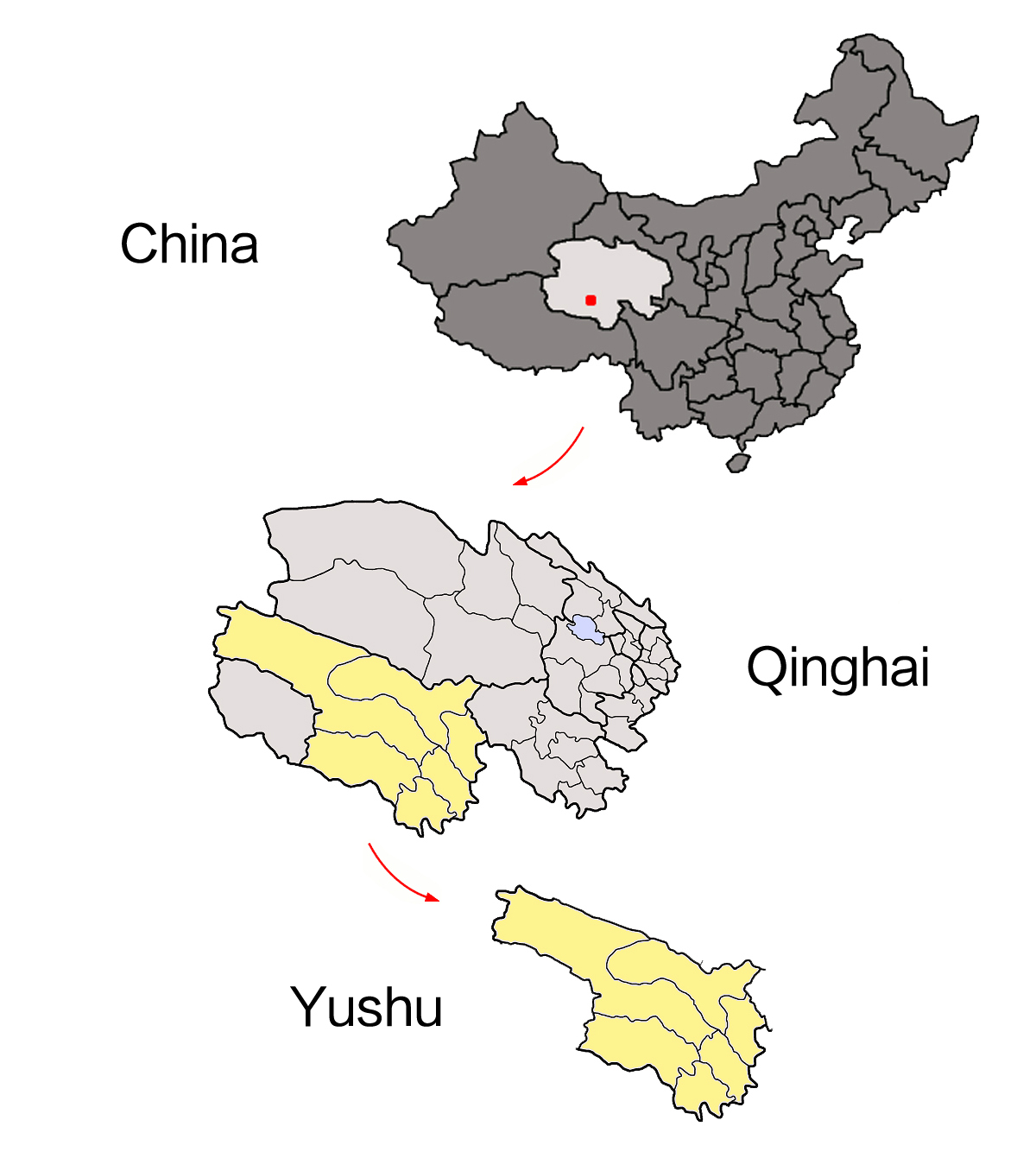 China Qinghai Yushu map